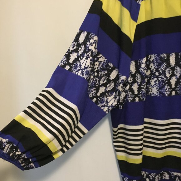 Calvin Klein Modern Colourblock Print Sheer Button Down Tunic Blouse 2X - Picture 8 of 15